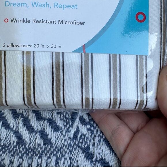 White and Brown Striped Pillowcases - Picture 3 of 3